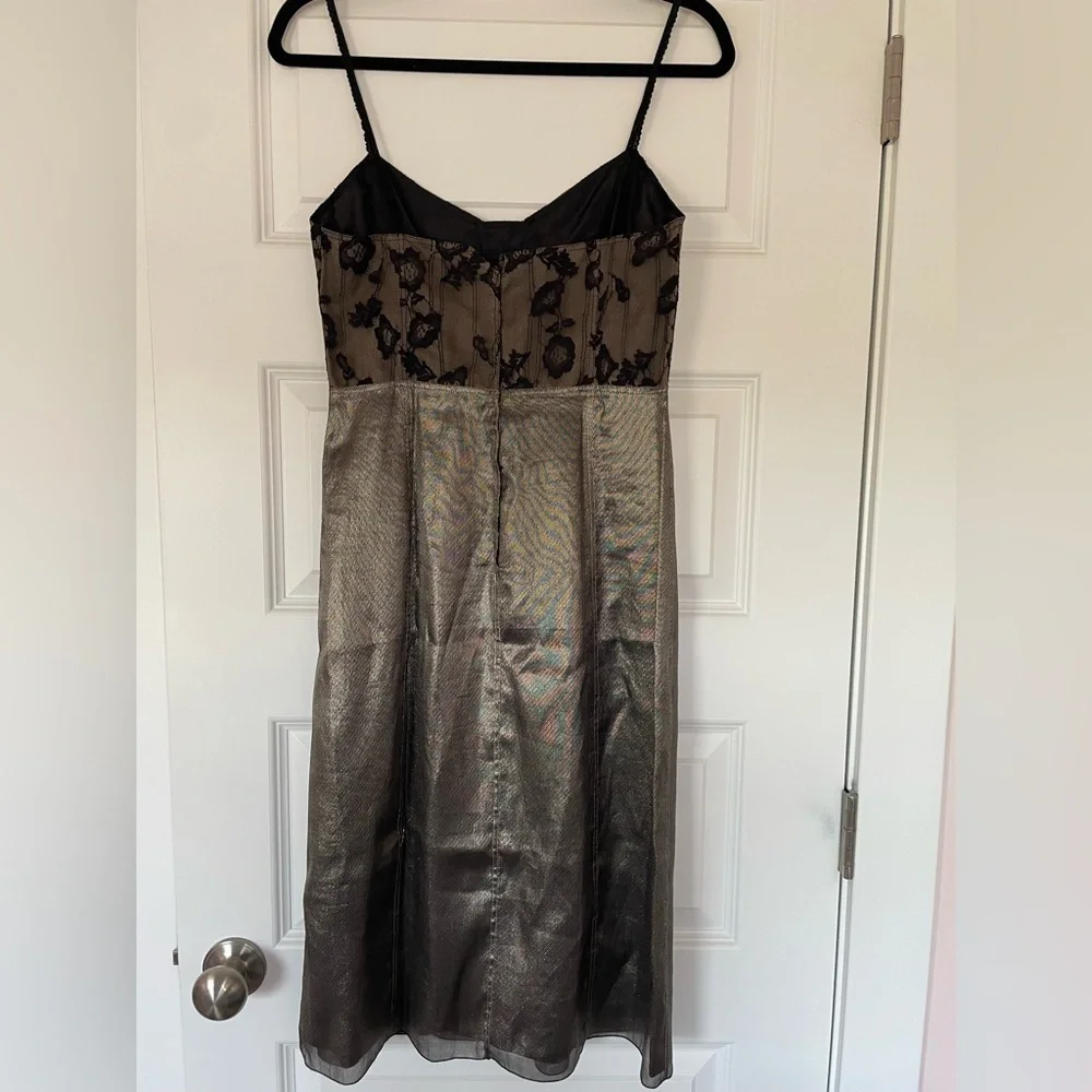 Marc Jacobs Vintage Lace Bustier and Metallic Silk Dress, Lace Straps, Size 0 - Picture 6 of 13